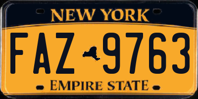 NY license plate FAZ9763