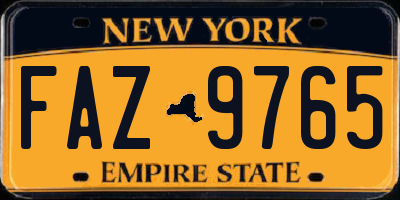 NY license plate FAZ9765