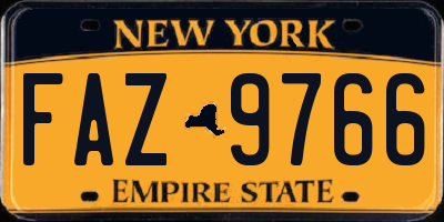 NY license plate FAZ9766