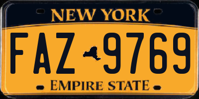 NY license plate FAZ9769