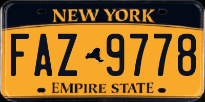 NY license plate FAZ9778