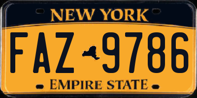 NY license plate FAZ9786