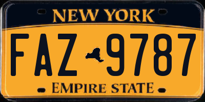 NY license plate FAZ9787