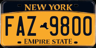 NY license plate FAZ9800
