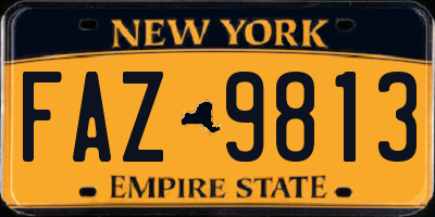 NY license plate FAZ9813