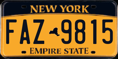 NY license plate FAZ9815