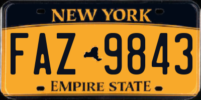 NY license plate FAZ9843