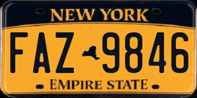 NY license plate FAZ9846