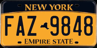 NY license plate FAZ9848
