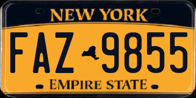 NY license plate FAZ9855