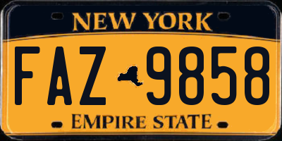 NY license plate FAZ9858