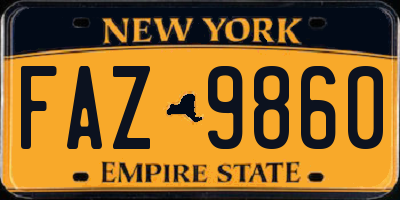 NY license plate FAZ9860