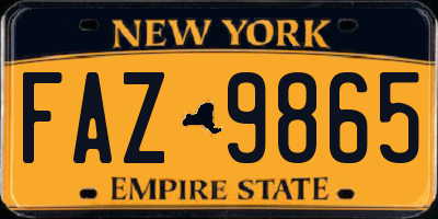 NY license plate FAZ9865