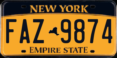 NY license plate FAZ9874