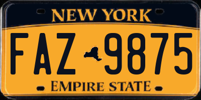 NY license plate FAZ9875