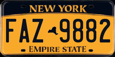 NY license plate FAZ9882
