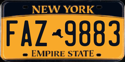 NY license plate FAZ9883