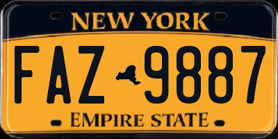 NY license plate FAZ9887