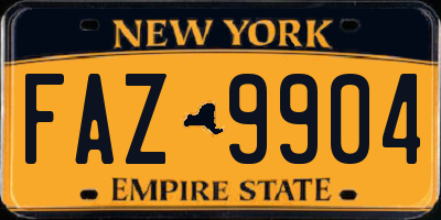 NY license plate FAZ9904