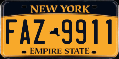 NY license plate FAZ9911