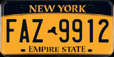 NY license plate FAZ9912