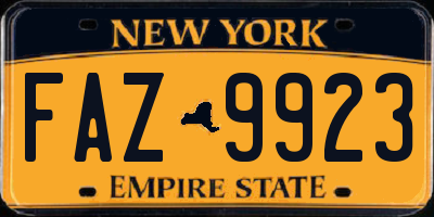 NY license plate FAZ9923