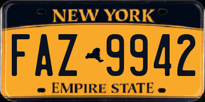 NY license plate FAZ9942