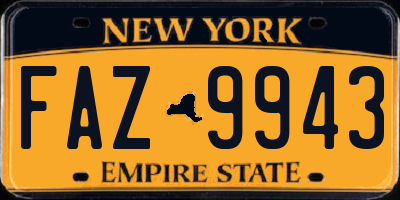 NY license plate FAZ9943