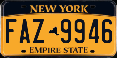 NY license plate FAZ9946