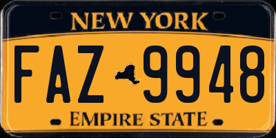 NY license plate FAZ9948