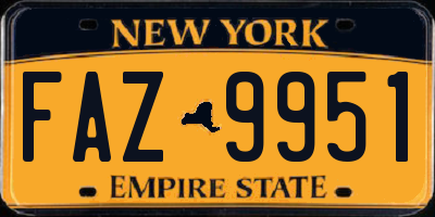 NY license plate FAZ9951
