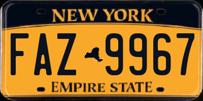 NY license plate FAZ9967
