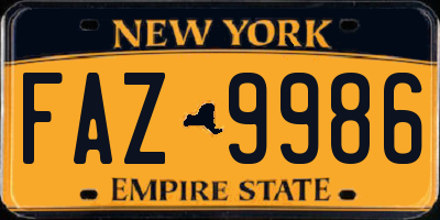 NY license plate FAZ9986
