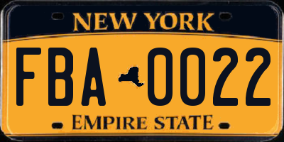NY license plate FBA0022