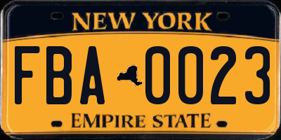NY license plate FBA0023
