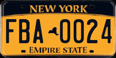 NY license plate FBA0024