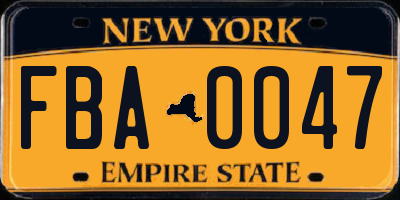 NY license plate FBA0047