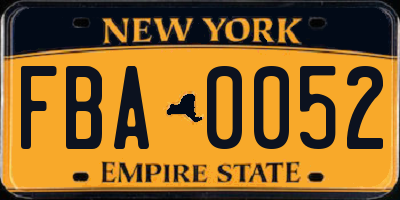 NY license plate FBA0052