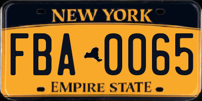 NY license plate FBA0065