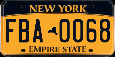 NY license plate FBA0068