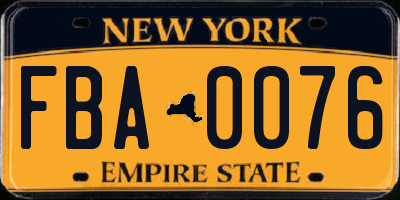 NY license plate FBA0076