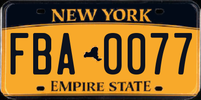 NY license plate FBA0077