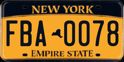 NY license plate FBA0078