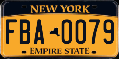 NY license plate FBA0079