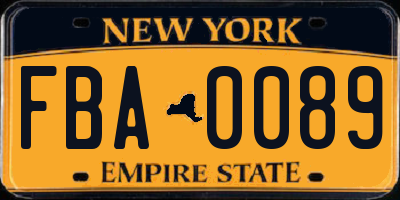 NY license plate FBA0089