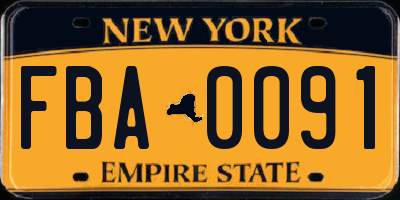NY license plate FBA0091