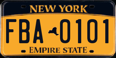 NY license plate FBA0101