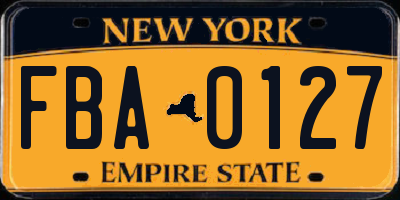 NY license plate FBA0127