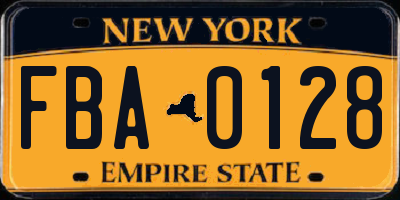 NY license plate FBA0128