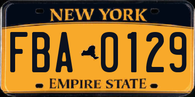 NY license plate FBA0129